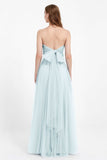 Sweetheart neckline tulle backless formal evening dresses pleated ruched bridesmaid dress
