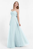 Sweetheart neckline tulle backless formal evening dresses pleated ruched bridesmaid dress