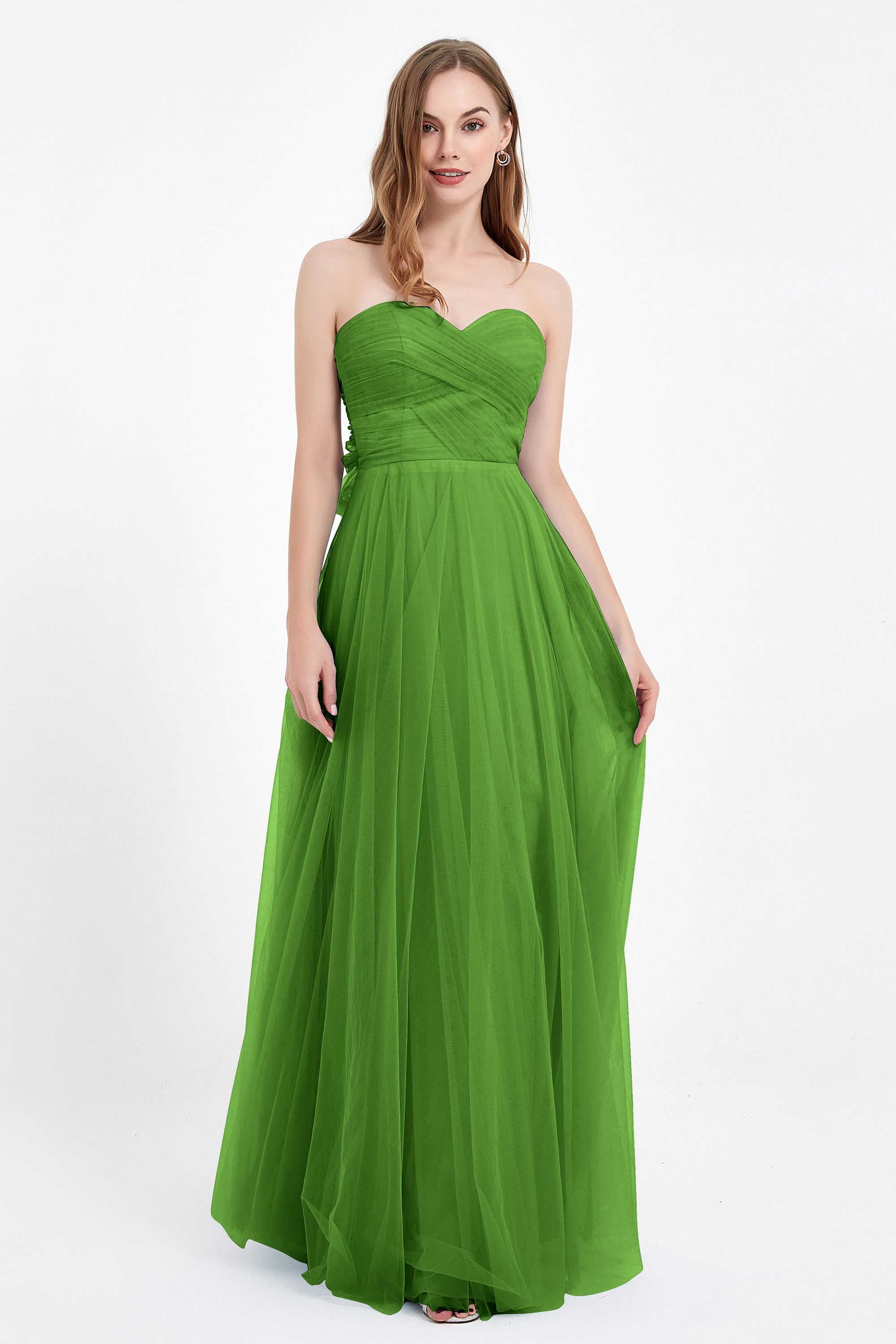 Sweetheart neckline tulle backless formal evening dresses pleated ruched bridesmaid dress