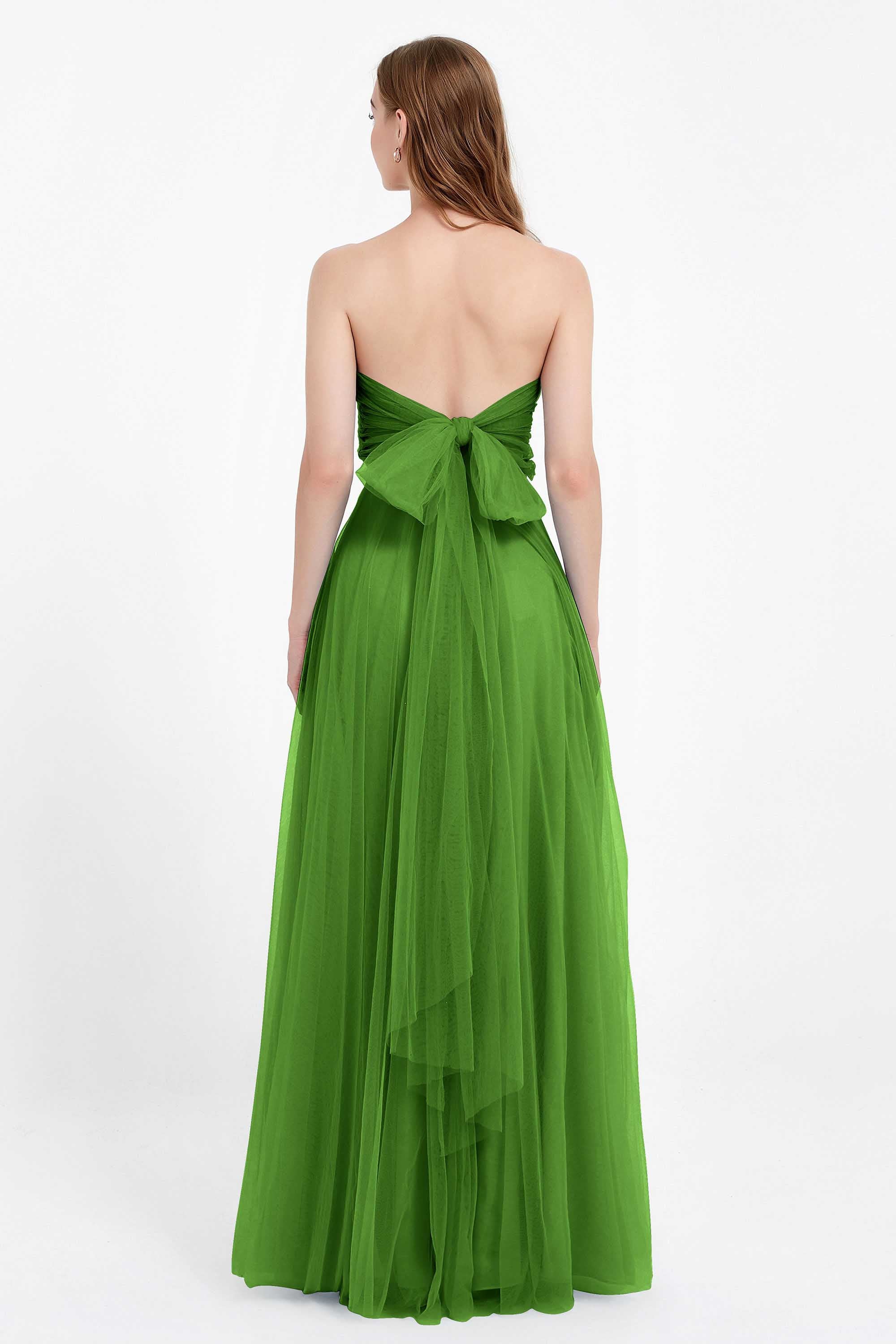 Sweetheart neckline tulle backless formal evening dresses pleated ruched bridesmaid dress