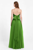 Sweetheart neckline tulle backless formal evening dresses pleated ruched bridesmaid dress