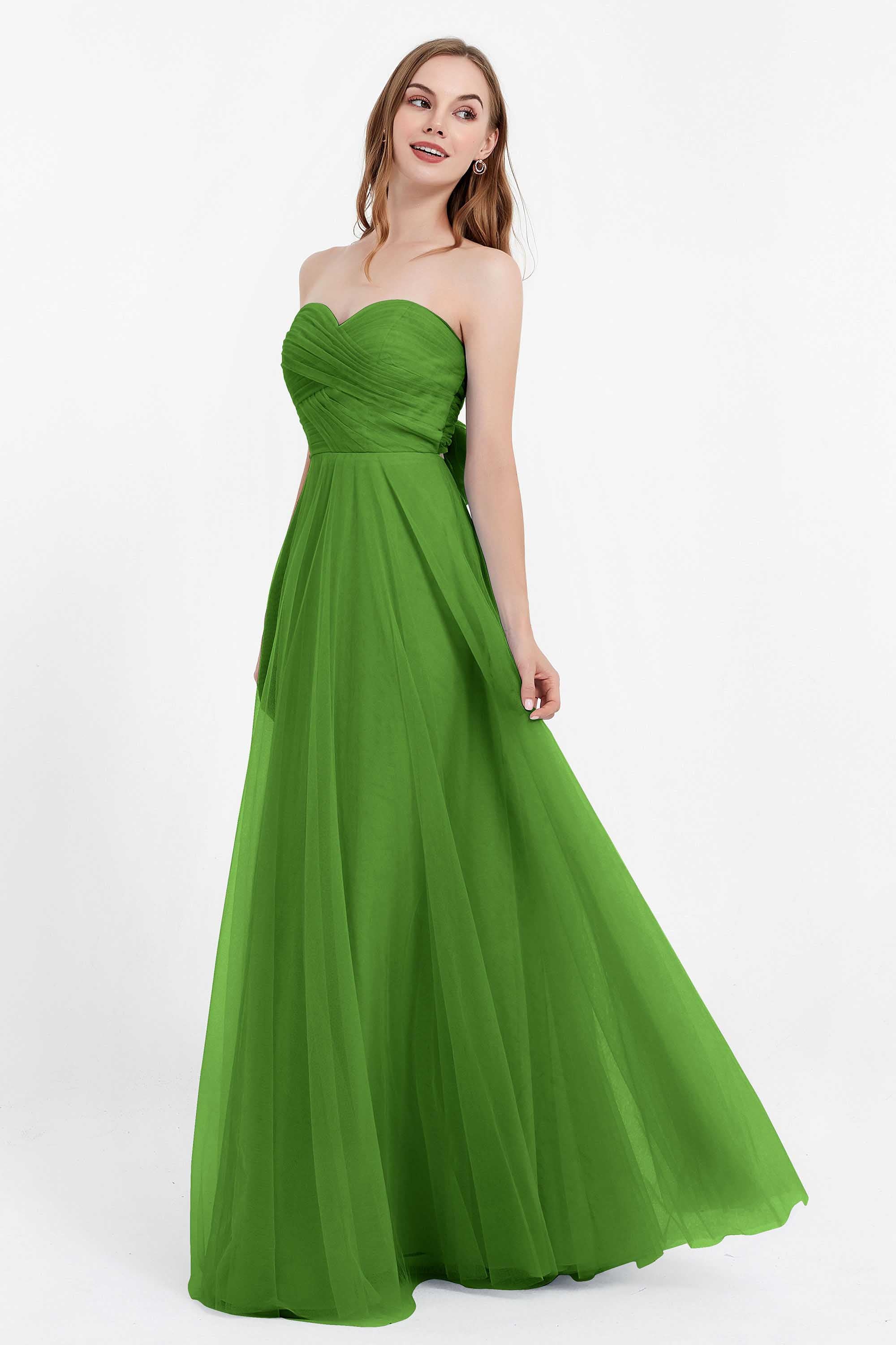 Sweetheart neckline tulle backless formal evening dresses pleated ruched bridesmaid dress