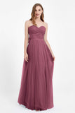 Sweetheart neckline tulle backless formal evening dresses pleated ruched bridesmaid dress