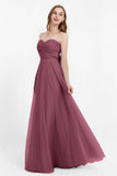 Sweetheart neckline tulle backless formal evening dresses pleated ruched bridesmaid dress