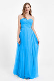 Sweetheart neckline tulle backless formal evening dresses pleated ruched bridesmaid dress