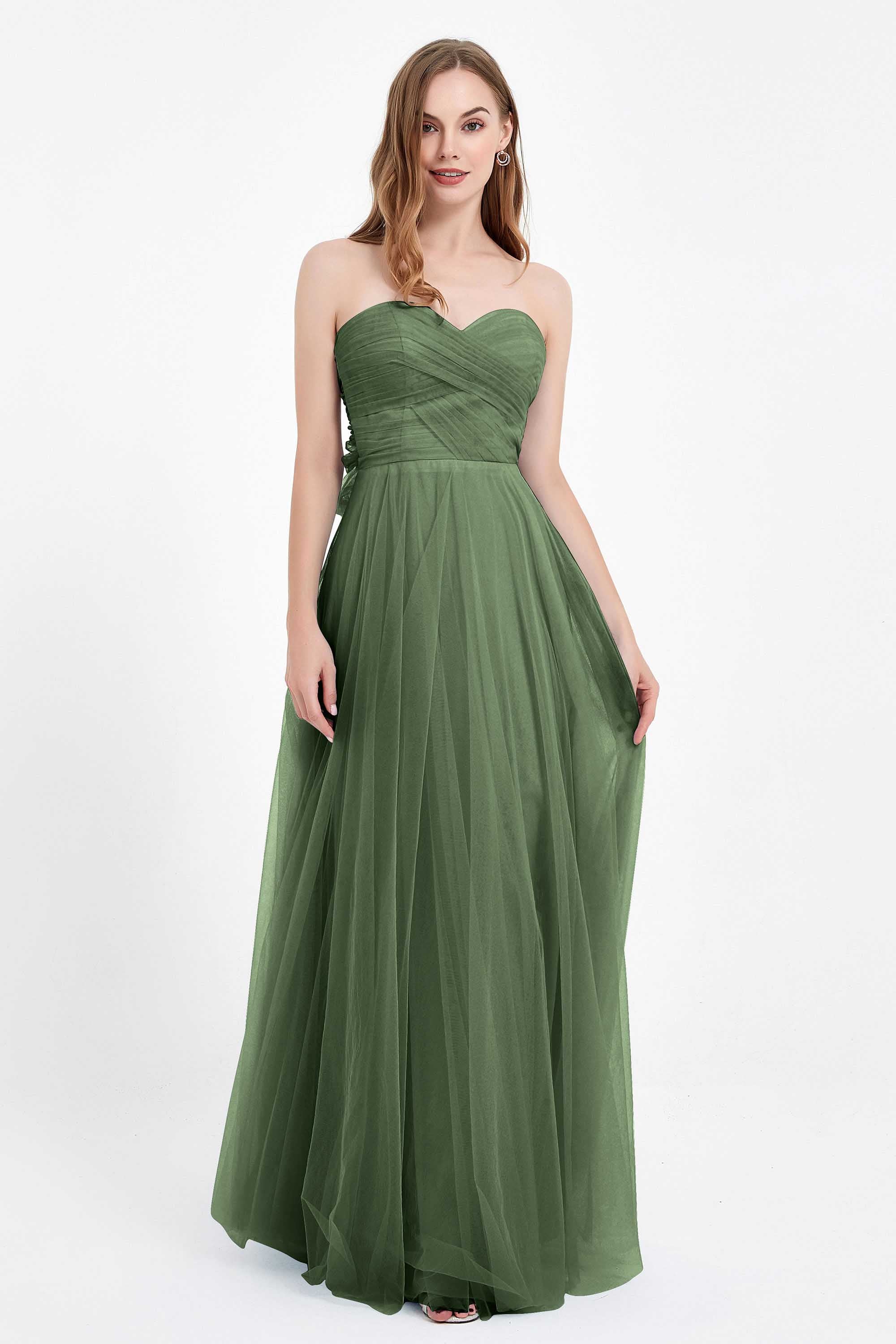 Sweetheart neckline tulle backless formal evening dresses pleated ruched bridesmaid dress
