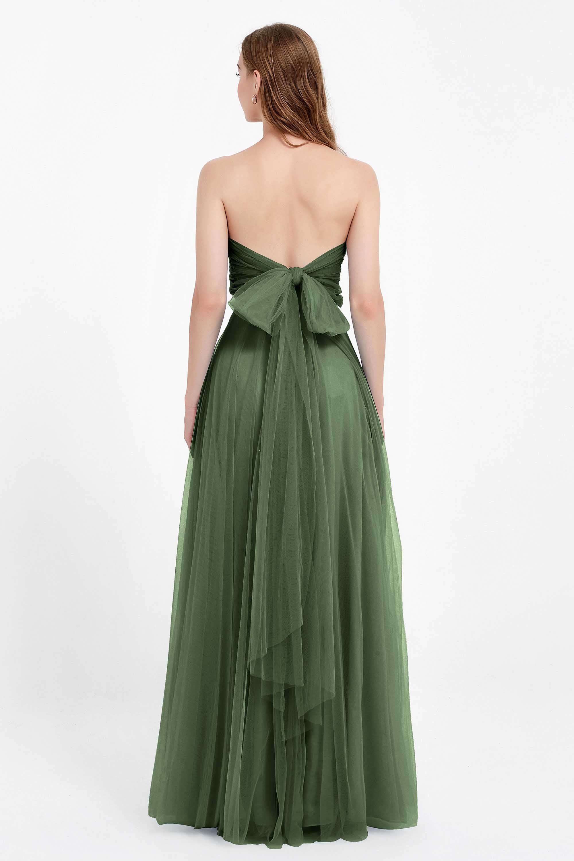 Sweetheart neckline tulle backless formal evening dresses pleated ruched bridesmaid dress