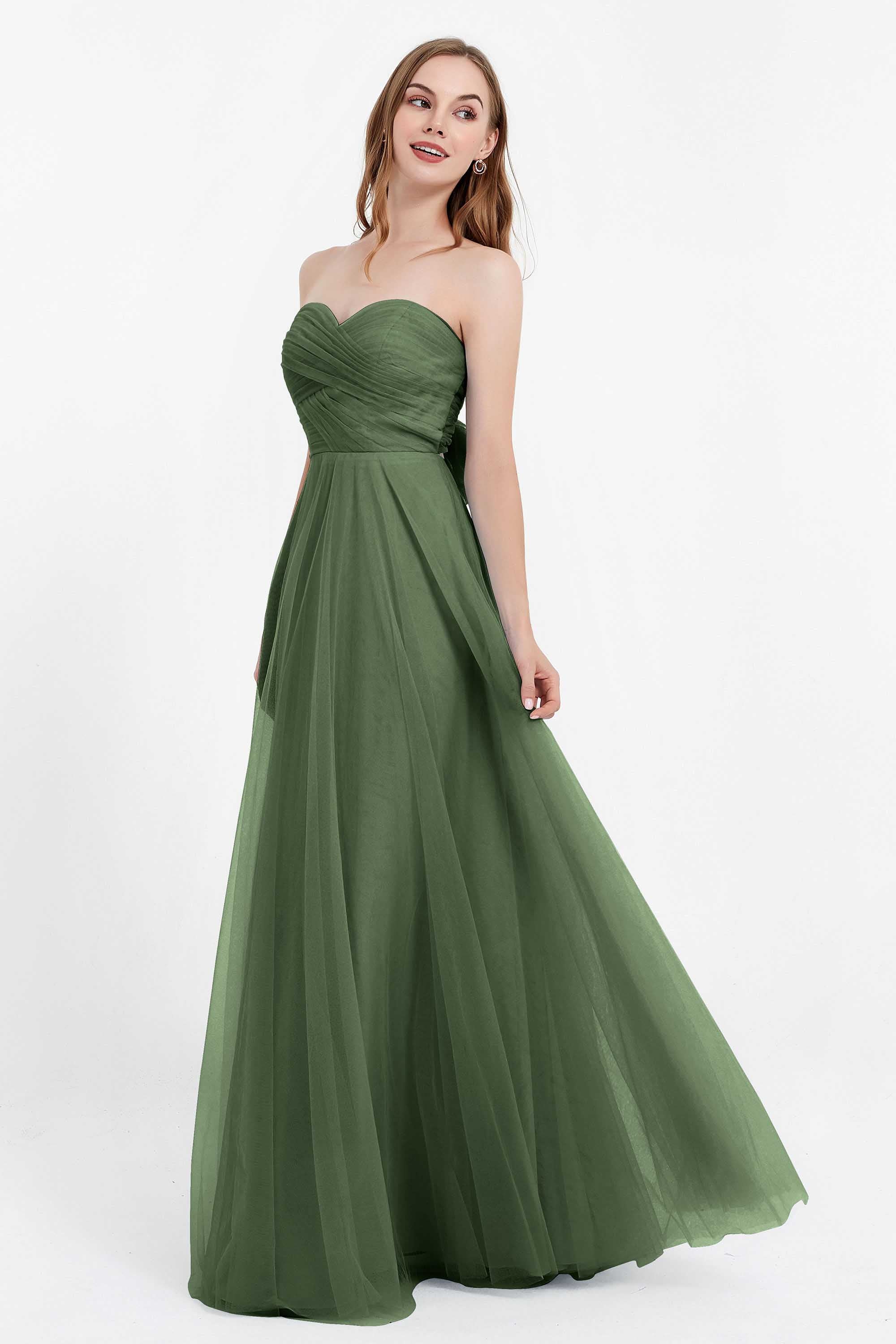 Sweetheart neckline tulle backless formal evening dresses pleated ruched bridesmaid dress