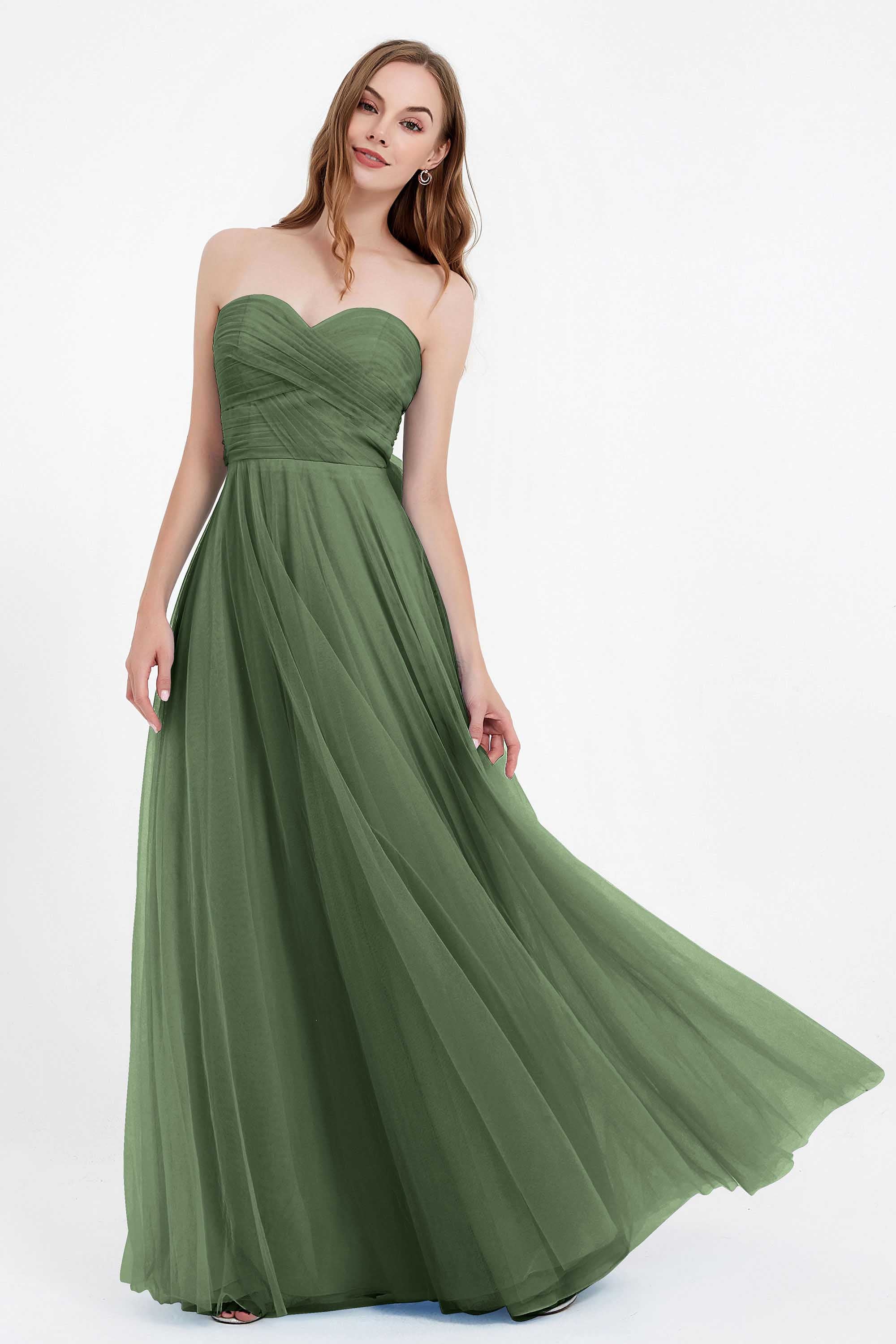 Sweetheart neckline tulle backless formal evening dresses pleated ruched bridesmaid dress