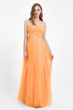 Sweetheart neckline tulle backless formal evening dresses pleated ruched bridesmaid dress