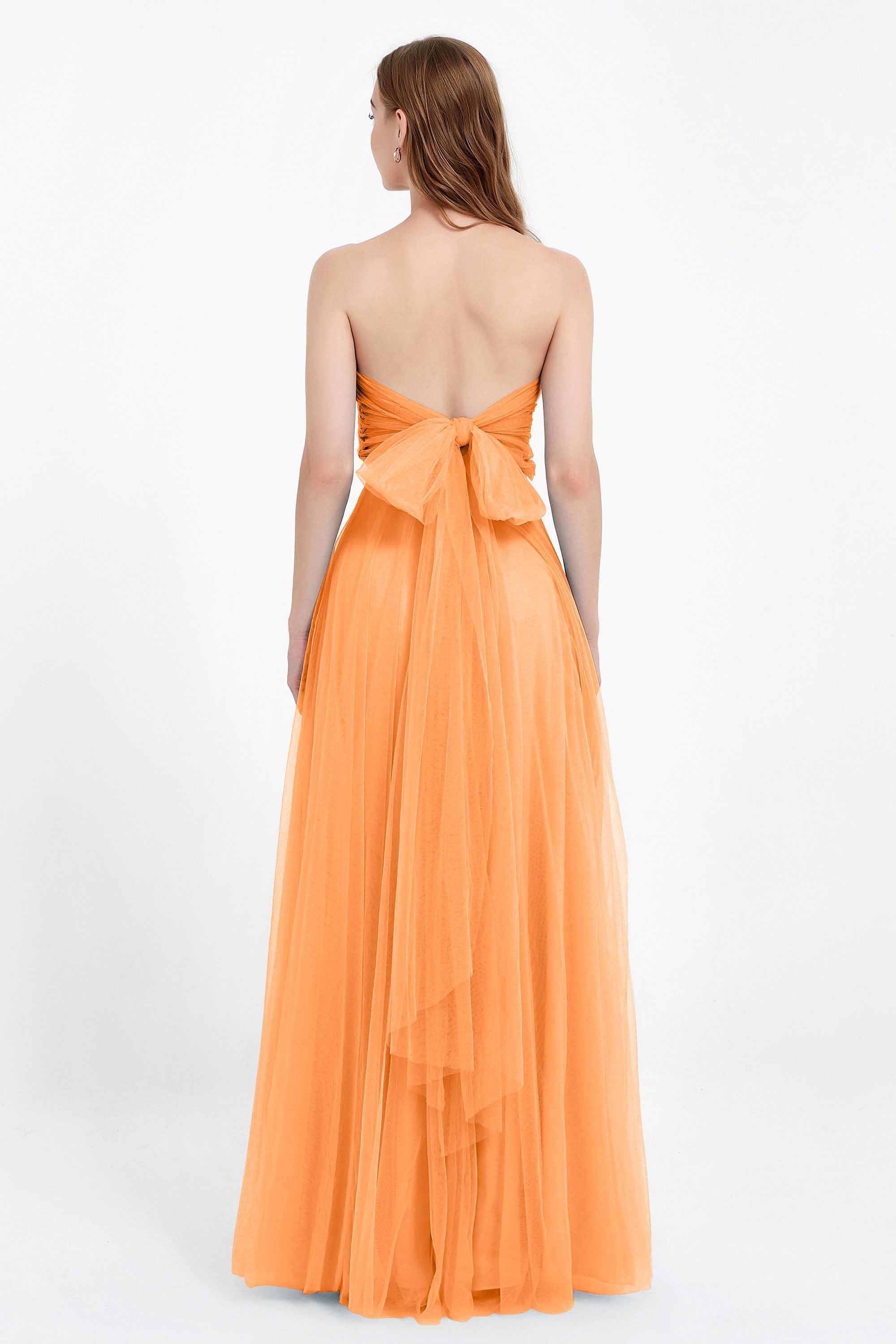 Sweetheart neckline tulle backless formal evening dresses pleated ruched bridesmaid dress