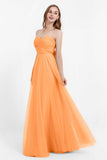Sweetheart neckline tulle backless formal evening dresses pleated ruched bridesmaid dress
