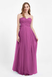 Sweetheart neckline tulle backless formal evening dresses pleated ruched bridesmaid dress