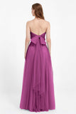 Sweetheart neckline tulle backless formal evening dresses pleated ruched bridesmaid dress