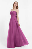 Sweetheart neckline tulle backless formal evening dresses pleated ruched bridesmaid dress