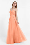 Sweetheart neckline tulle backless formal evening dresses pleated ruched bridesmaid dress