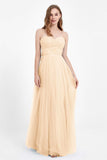 Sweetheart neckline tulle backless formal evening dresses pleated ruched bridesmaid dress