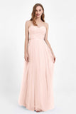 Sweetheart neckline tulle backless formal evening dresses pleated ruched bridesmaid dress