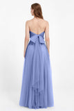 Sweetheart neckline tulle backless formal evening dresses pleated ruched bridesmaid dress