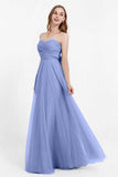 Sweetheart neckline tulle backless formal evening dresses pleated ruched bridesmaid dress