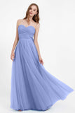 Sweetheart neckline tulle backless formal evening dresses pleated ruched bridesmaid dress