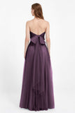 Sweetheart neckline tulle backless formal evening dresses pleated ruched bridesmaid dress