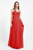Sweetheart neckline tulle backless formal evening dresses pleated ruched bridesmaid dress