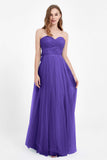 Sweetheart neckline tulle backless formal evening dresses pleated ruched bridesmaid dress