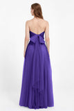 Sweetheart neckline tulle backless formal evening dresses pleated ruched bridesmaid dress