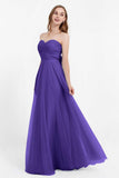 Sweetheart neckline tulle backless formal evening dresses pleated ruched bridesmaid dress
