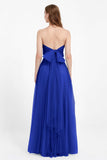 Sweetheart neckline tulle backless formal evening dresses pleated ruched bridesmaid dress