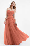 Sweetheart neckline tulle backless formal evening dresses pleated ruched bridesmaid dress