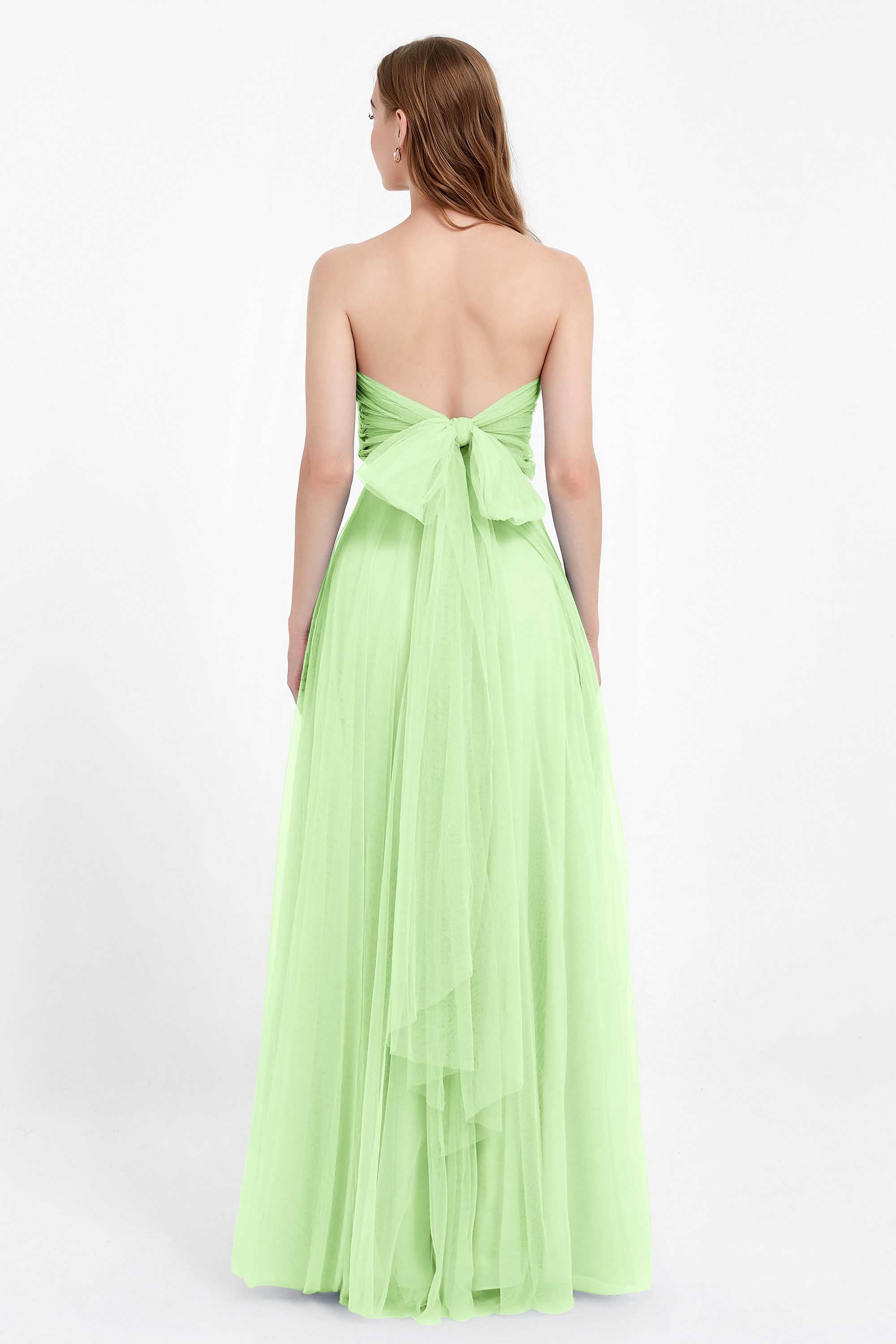 Sweetheart neckline tulle backless formal evening dresses pleated ruched bridesmaid dress
