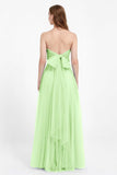 Sweetheart neckline tulle backless formal evening dresses pleated ruched bridesmaid dress