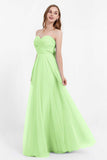 Sweetheart neckline tulle backless formal evening dresses pleated ruched bridesmaid dress