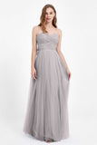Sweetheart neckline tulle backless formal evening dresses pleated ruched bridesmaid dress