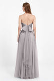 Sweetheart neckline tulle backless formal evening dresses pleated ruched bridesmaid dress