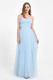 Sweetheart neckline tulle backless formal evening dresses pleated ruched bridesmaid dress