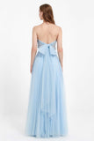 Sweetheart neckline tulle backless formal evening dresses pleated ruched bridesmaid dress