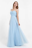 Sweetheart neckline tulle backless formal evening dresses pleated ruched bridesmaid dress
