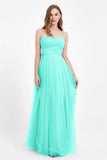 Sweetheart neckline tulle backless formal evening dresses pleated ruched bridesmaid dress