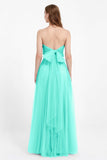 Sweetheart neckline tulle backless formal evening dresses pleated ruched bridesmaid dress