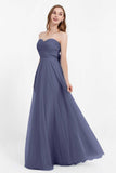 Sweetheart neckline tulle backless formal evening dresses pleated ruched bridesmaid dress