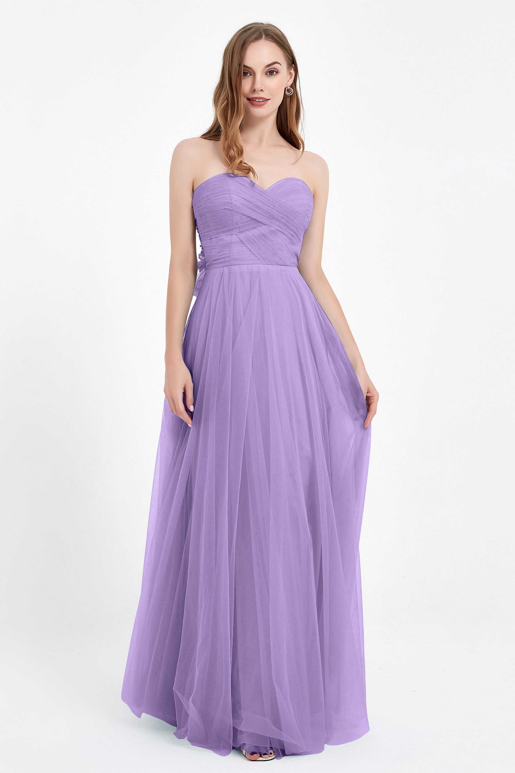 Sweetheart neckline tulle backless formal evening dresses pleated ruched bridesmaid dress