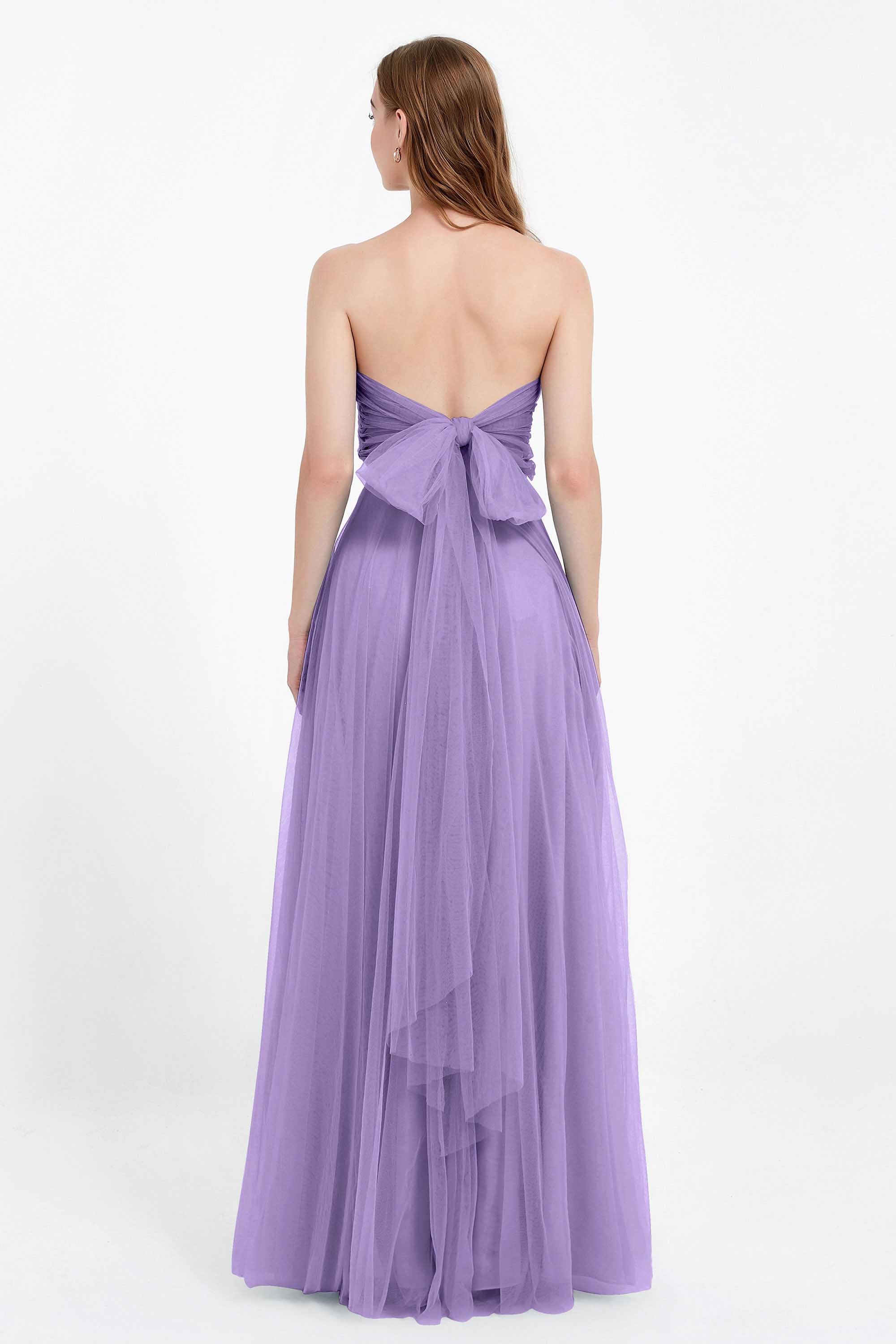 Sweetheart neckline tulle backless formal evening dresses pleated ruched bridesmaid dress