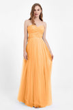 Sweetheart neckline tulle backless formal evening dresses pleated ruched bridesmaid dress
