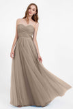 Sweetheart neckline tulle backless formal evening dresses pleated ruched bridesmaid dress