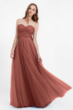 Sweetheart neckline tulle backless formal evening dresses pleated ruched bridesmaid dress