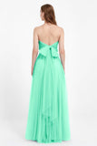 Sweetheart neckline tulle backless formal evening dresses pleated ruched bridesmaid dress