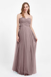 Sweetheart neckline tulle backless formal evening dresses pleated ruched bridesmaid dress